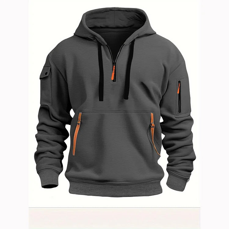 Herre Zipper og Flere Lommer Casual Sport Sweatshirt