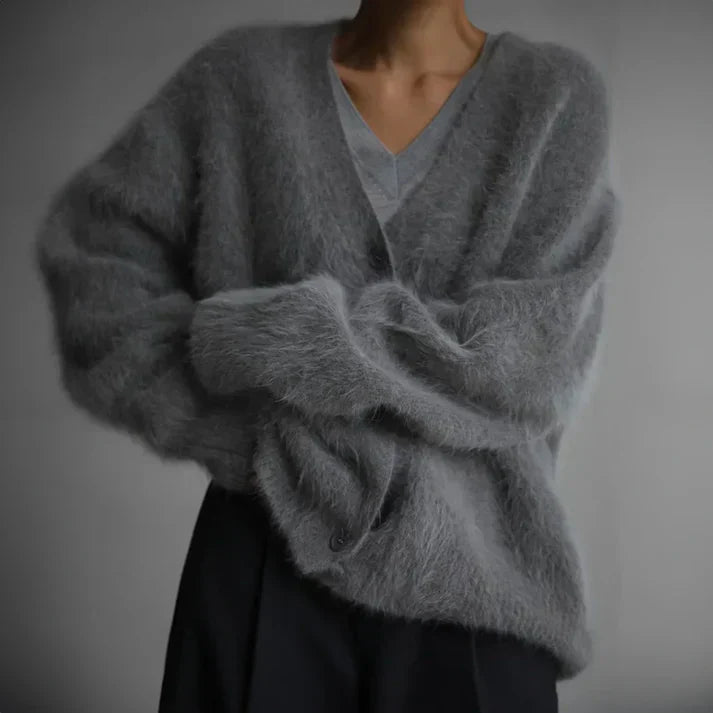 Blød Mohair-Cardigan med Knapper